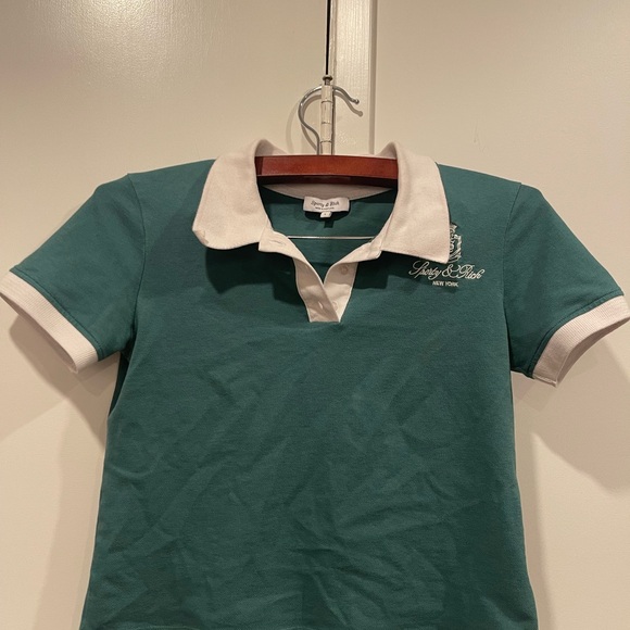 Sporty & Rich Green Polo with White Trim Tee SOLD OUT - Picture 10 of 14